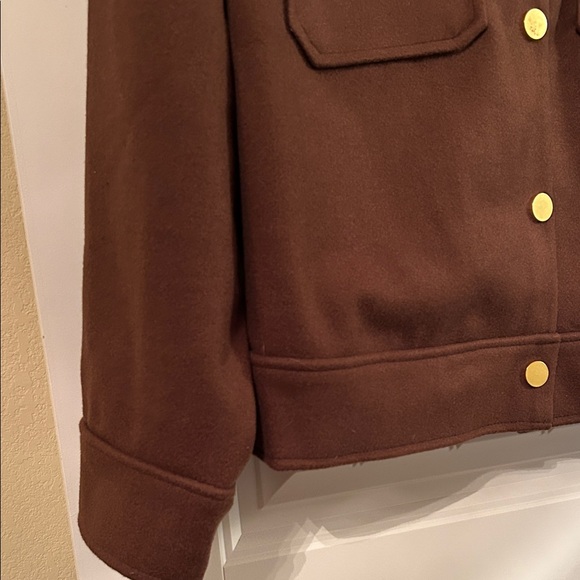 New York & Company Brown Utility Jacket with Gold Buttons - Picture 4 of 6
